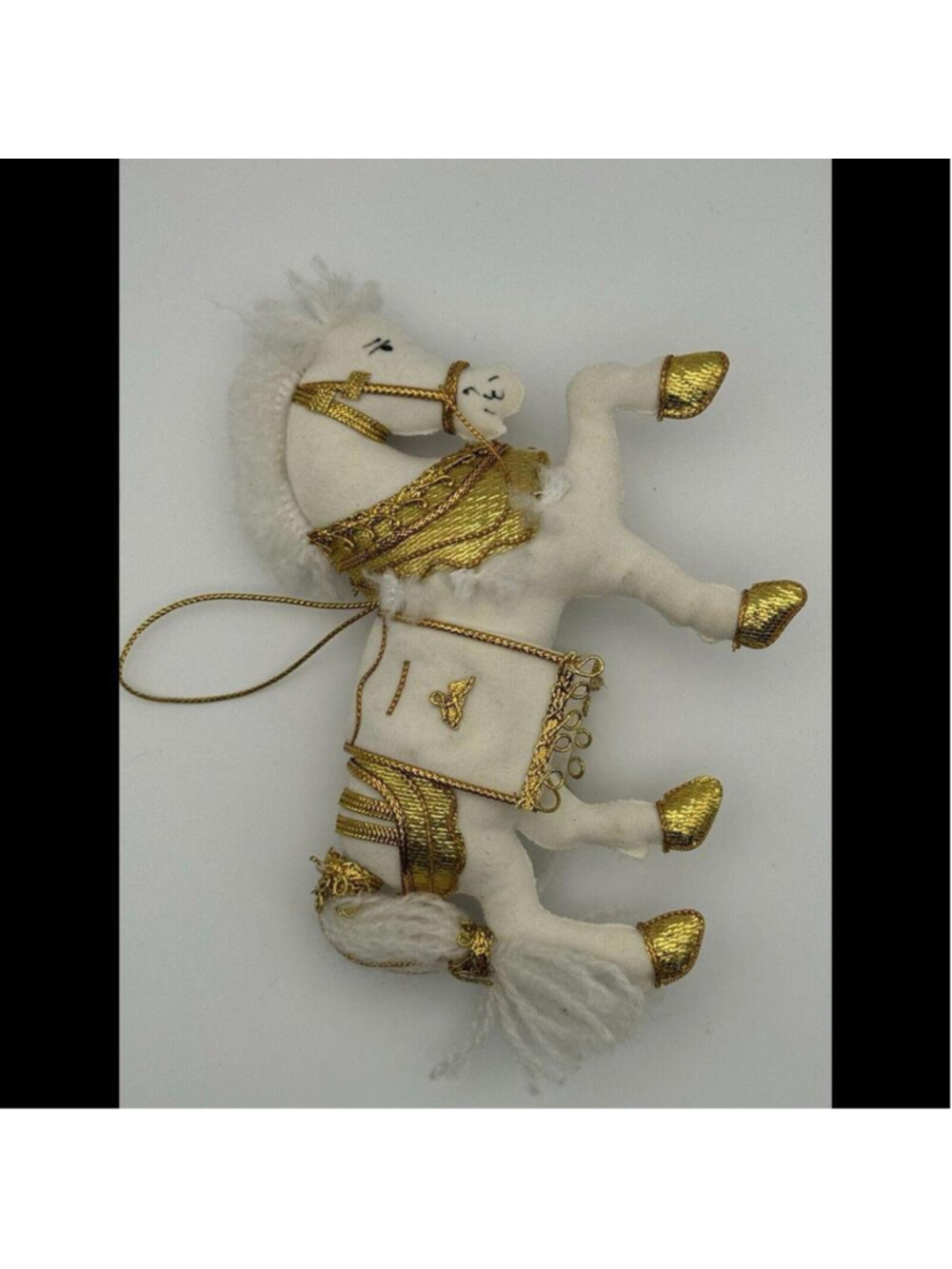 White And Gold Show Horse Christmas Ornaments